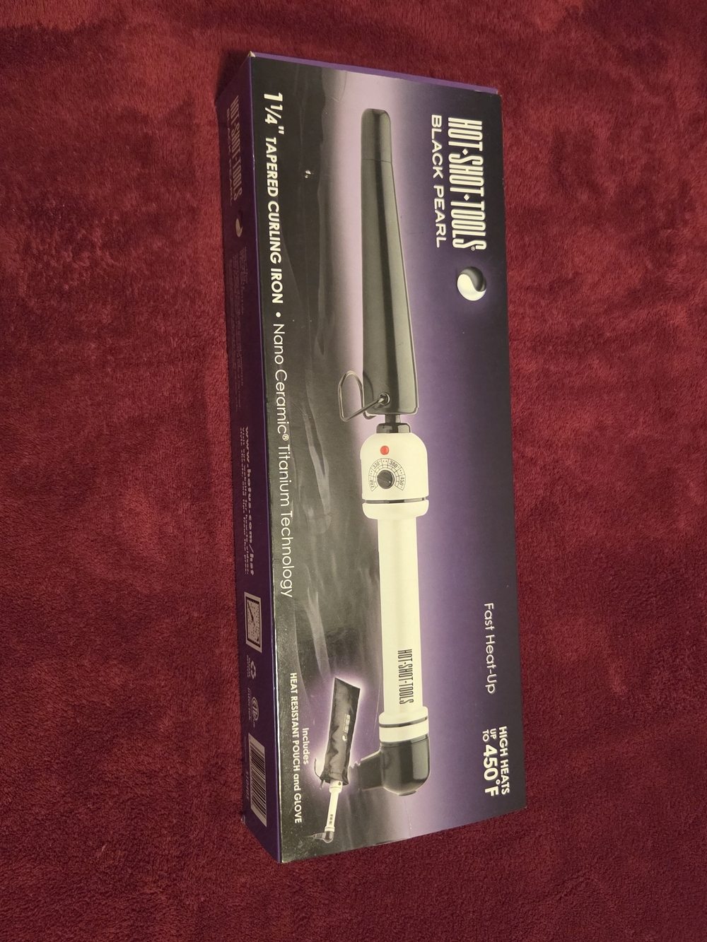 Hot Shot Tools Black Pearl 1¼" Tapered Curling Iron - White & Black